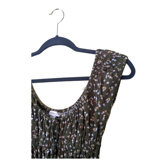 Aeropostale Boho Ditsy Floral Scoop Neck A Line Dress Women's XS Martini Olive - Picture 3 of 11